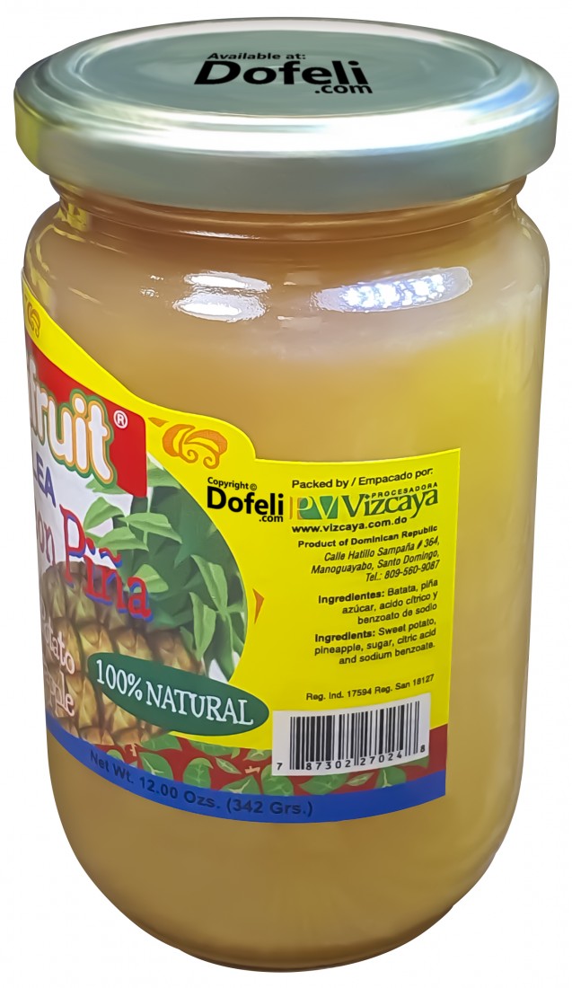 Delifruit sweet potato piña jam made in the Dominican Republic, smooth texture and tropical taste.